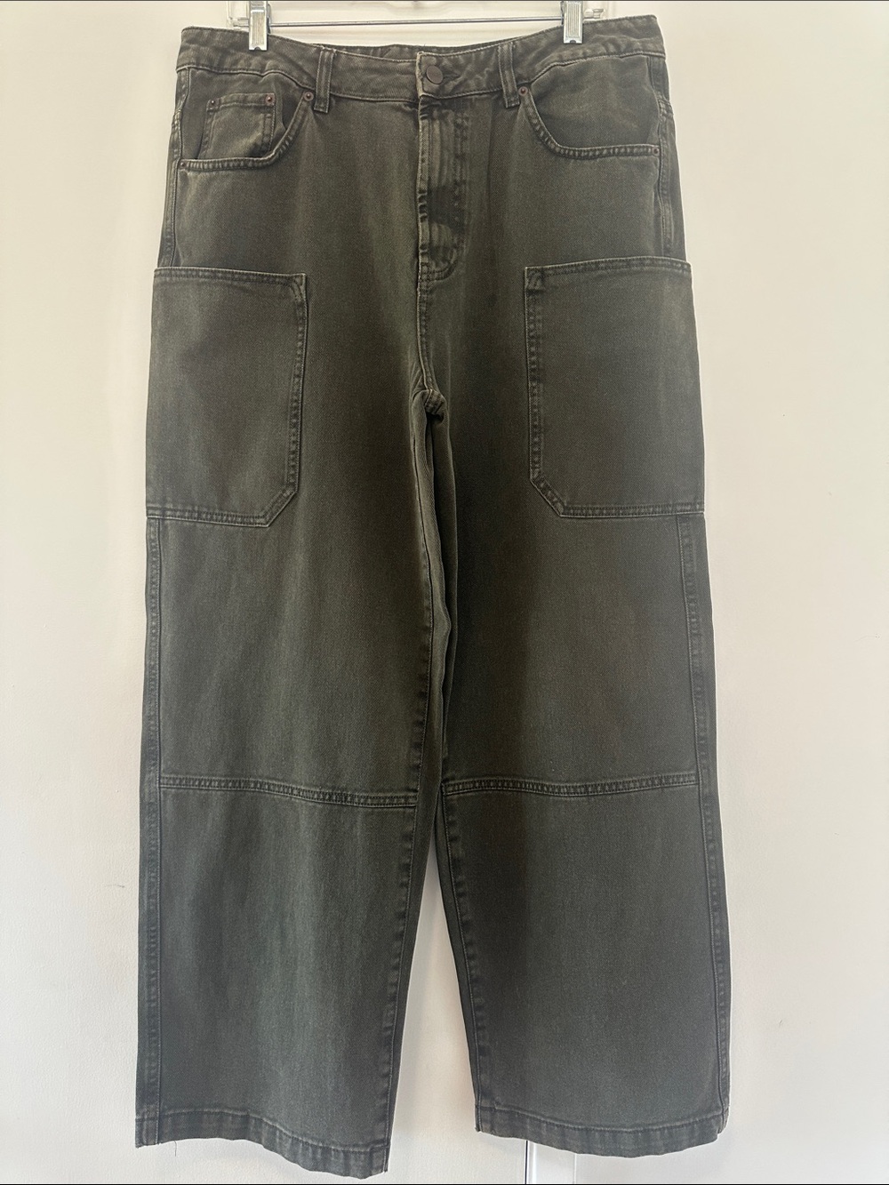 Men's ZARA Olive Green Denim Baggie Pants Size 32x32
